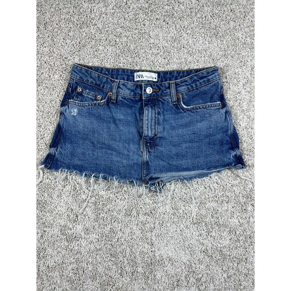 Zara Pants - Zara Denim Micro Mini Shorts Womens US 2 Distressed Frayed Blue Jean